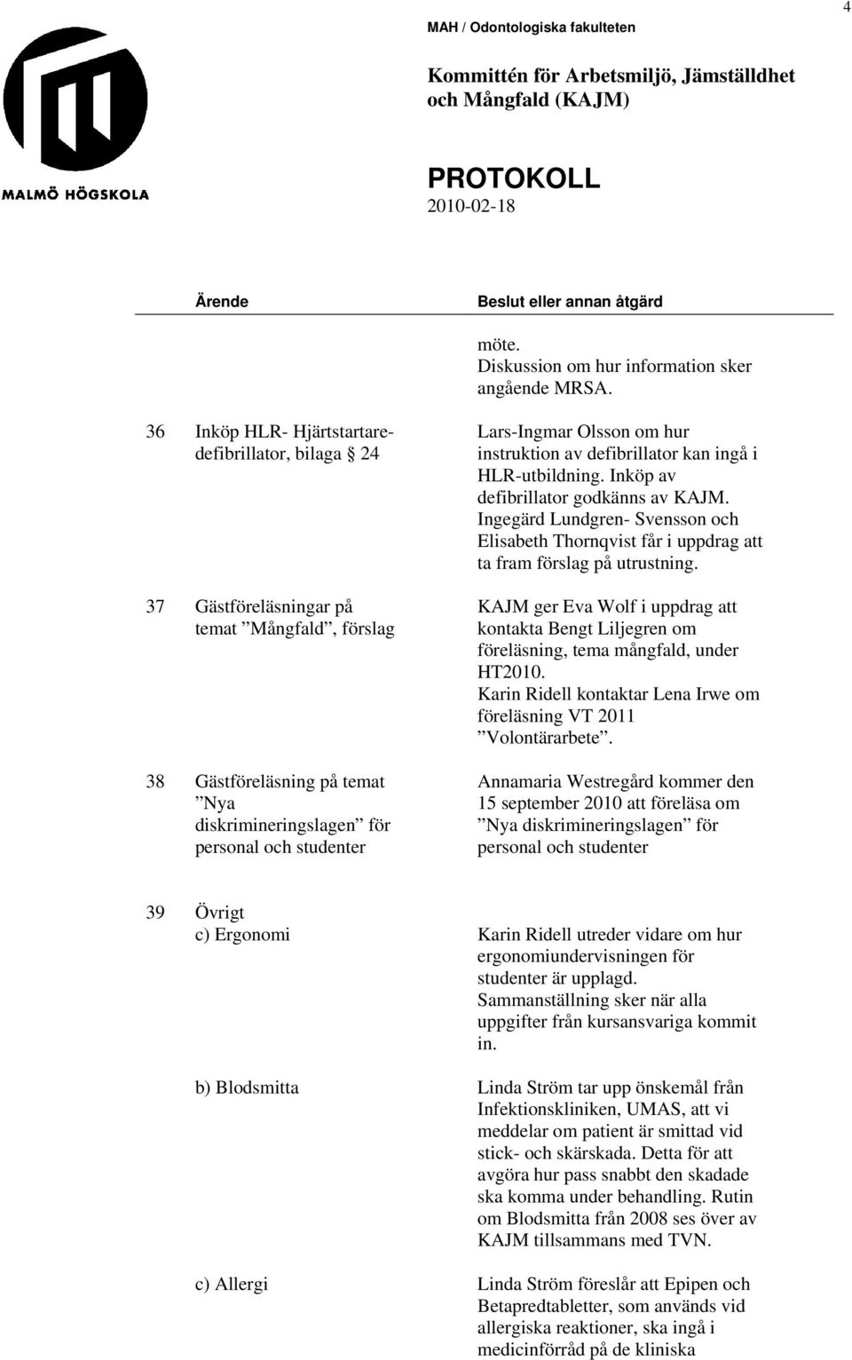 Ingegärd Lundgren- Svensson och Elisabeth Thornqvist får i uppdrag att ta fram förslag på utrustning.