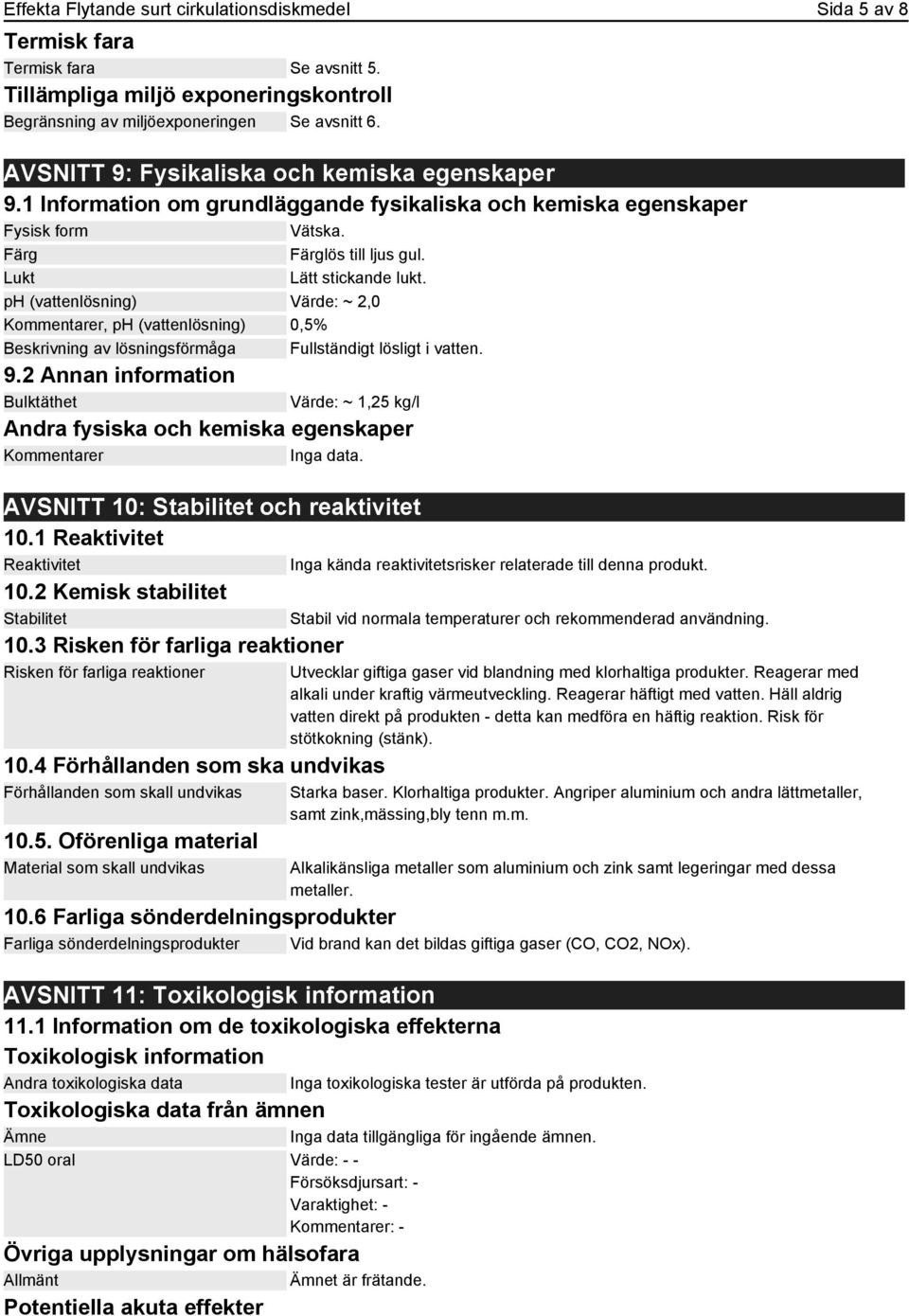ph (vattenlösning) Värde: ~ 2,0 Kommentarer, ph (vattenlösning) 0,5% Beskrivning av lösningsförmåga Fullständigt lösligt i vatten. 9.