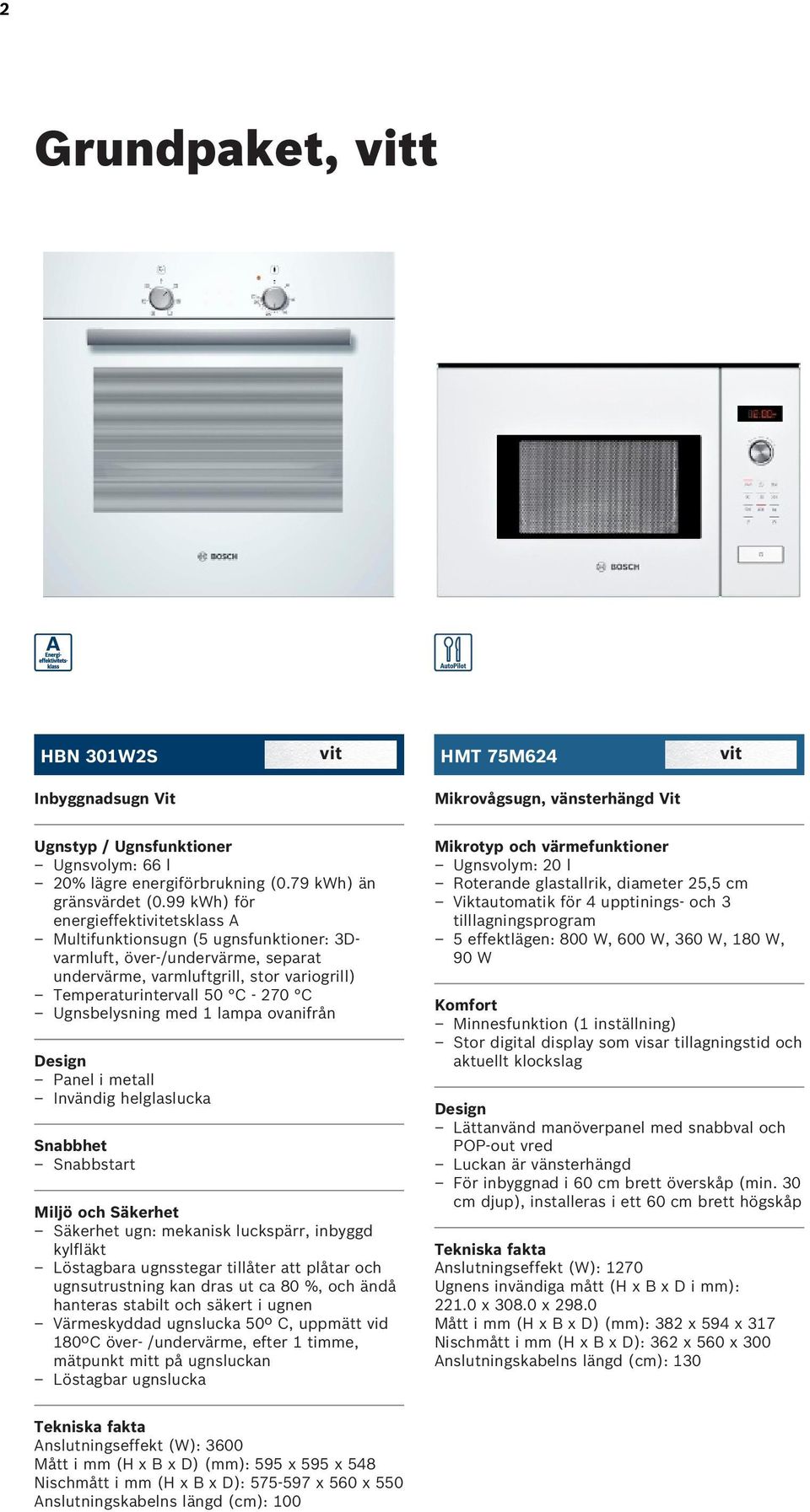 Ugnsbelysning med 1 lampa ovanifrån Miljö och Säkerhet Säkerhet ugn: mekanisk luckspärr, inbyggd kylfläkt Löstagbara ugnsstegar tillåter att plåtar och ugnsutrustning kan dras ut ca 80 %, och ändå