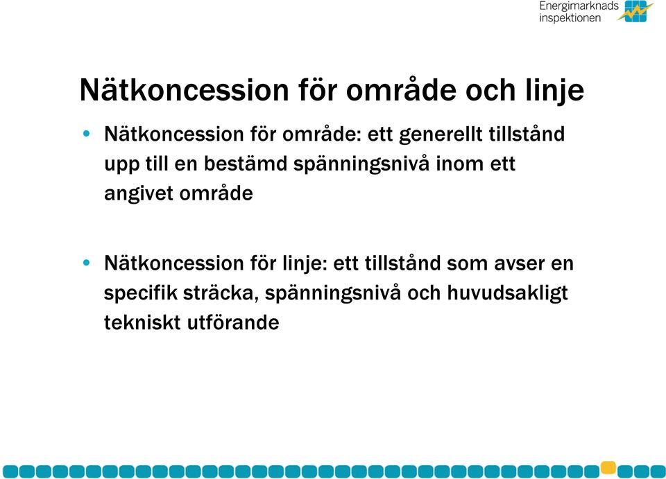 angivet område Nätkoncession för linje: ett tillstånd som avser