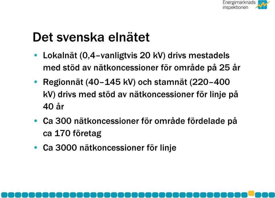 400 kv) drivs med stöd av nätkoncessioner för linje på 40 år Ca 300