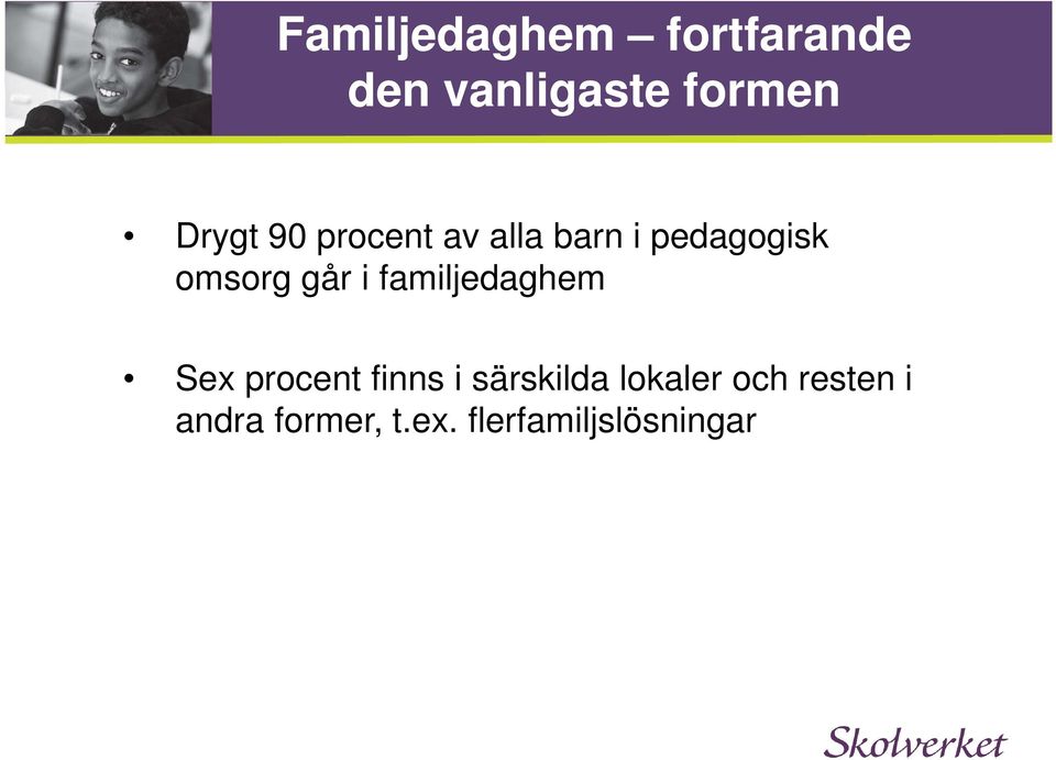 går i familjedaghem Sex procent finns i särskilda