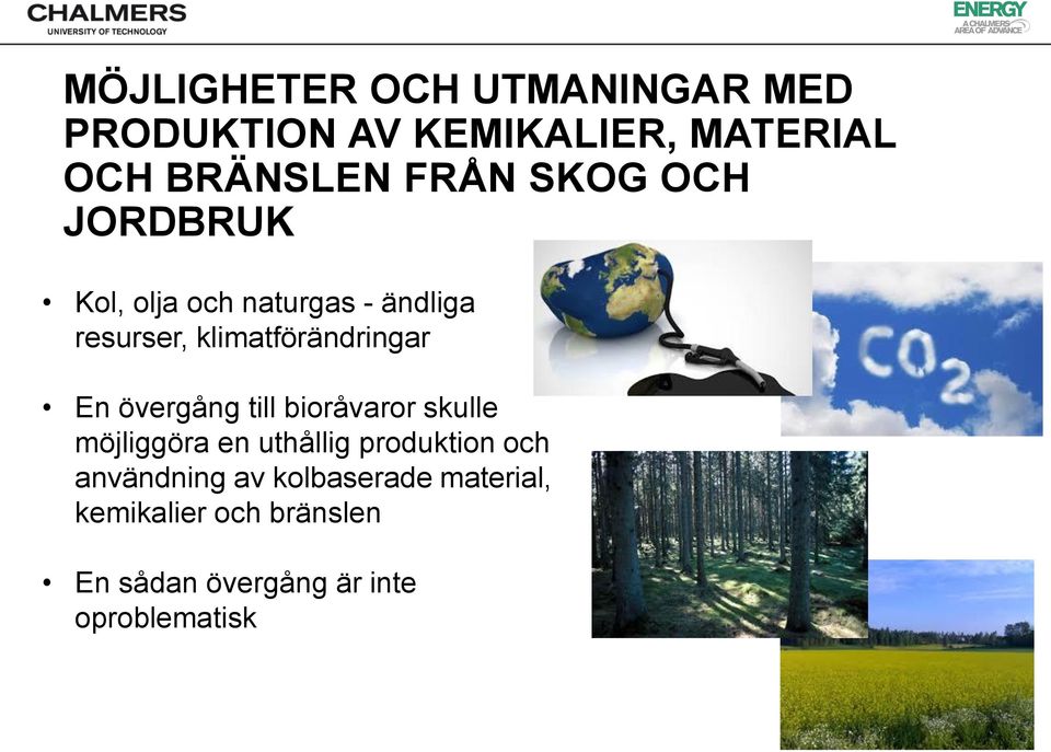 övergång till bioråvaror skulle möjliggöra en uthållig produktion och användning av