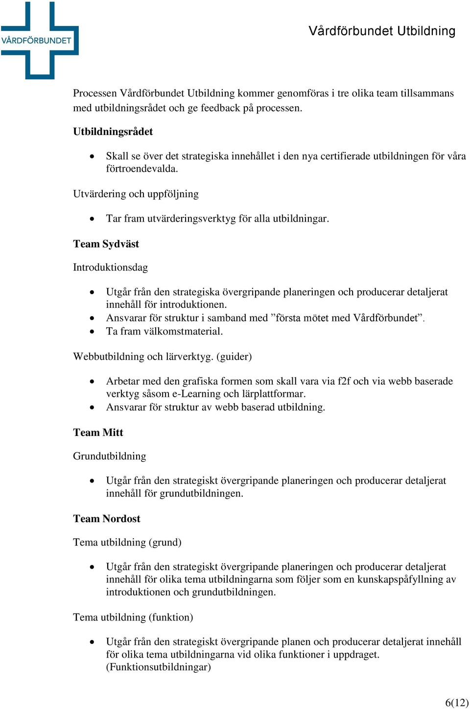 Team Sydväst Introduktionsdag Utgår från den strategiska övergripande planeringen och producerar detaljerat innehåll för introduktionen.