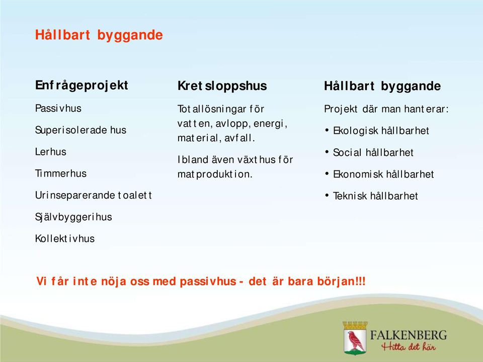 Ibland även växthus för matproduktion.