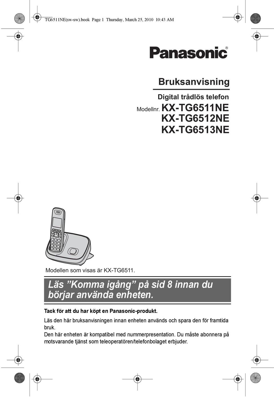 Tack för att du har köpt en Panasonic-produkt.