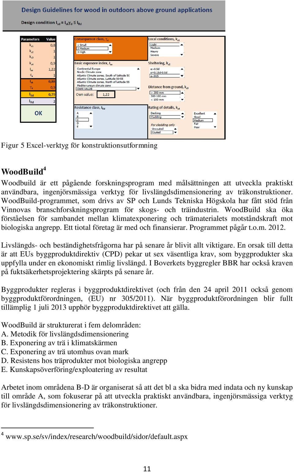 WoodBuild ska öka förståelsen för sambandet mellan klimatexponering och trämaterialets motståndskraft mot biologiska angrepp. Ett tiotal företag är med och finansierar. Programmet pågår t.o.m. 2012.