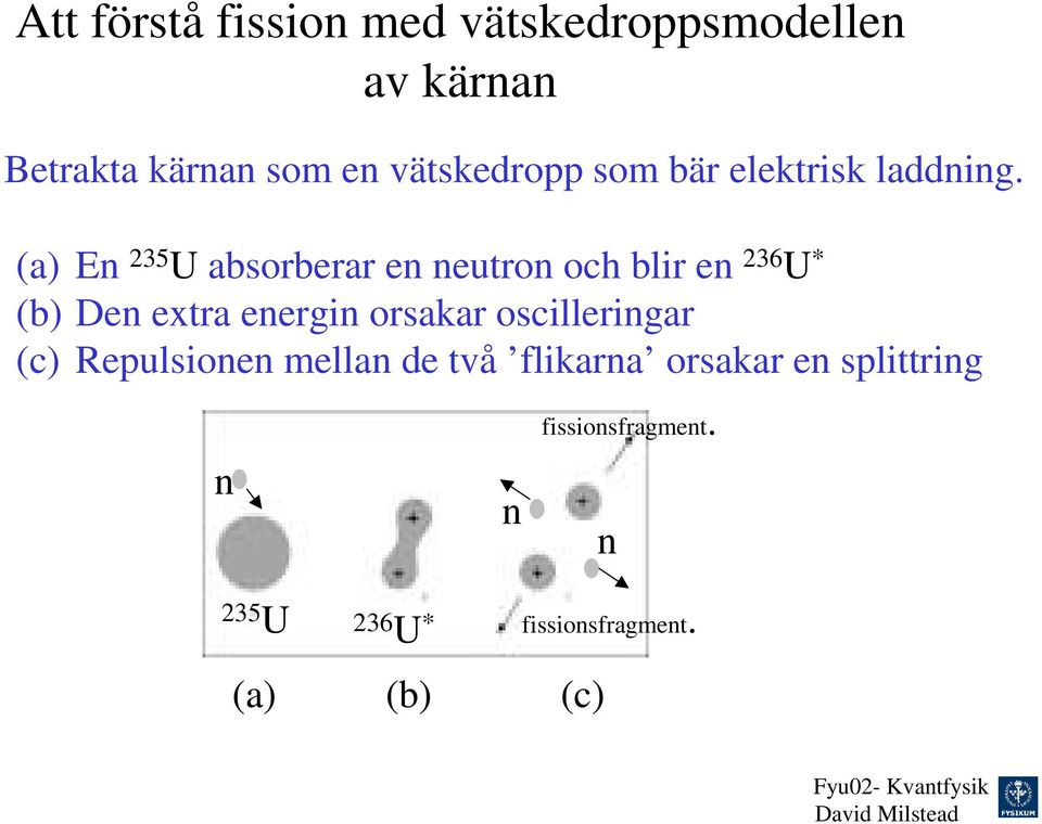 (a) En 35 U absorberar en neutron och blir en 36 U * (b) Den extra energin orsakar