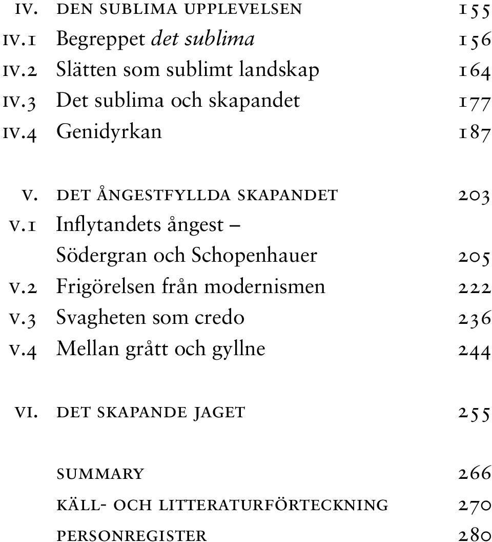 1 Inflytandets ångest Södergran och Schopenhauer 205 V.2 Frigörelsen från modernismen 222 V.