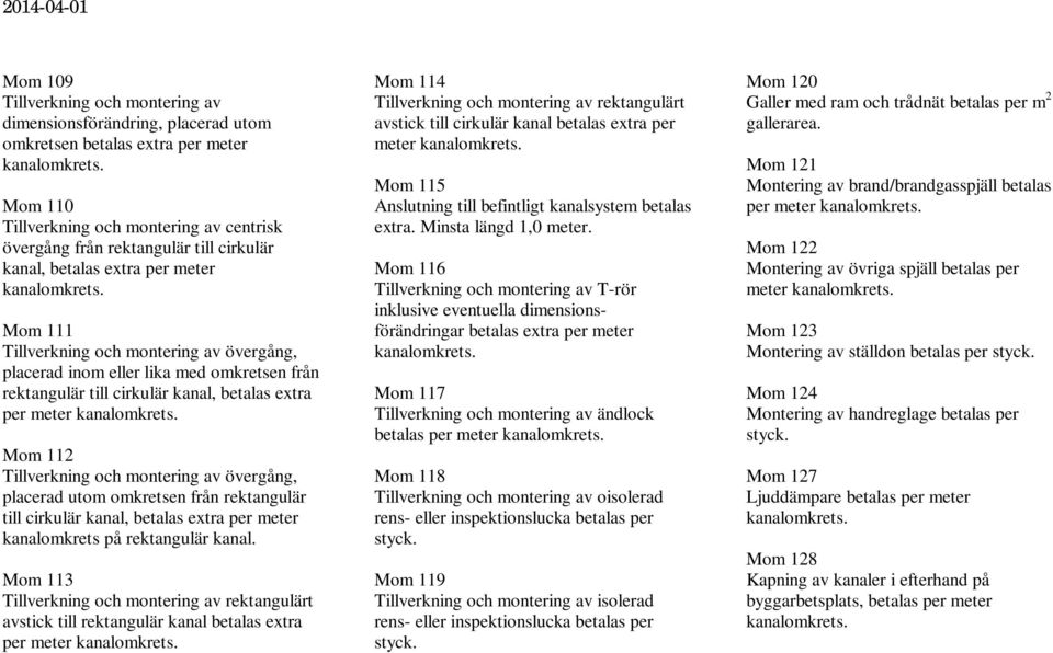 ACKORDSPRISLISTA VENTILATION - PDF Gratis nedladdning