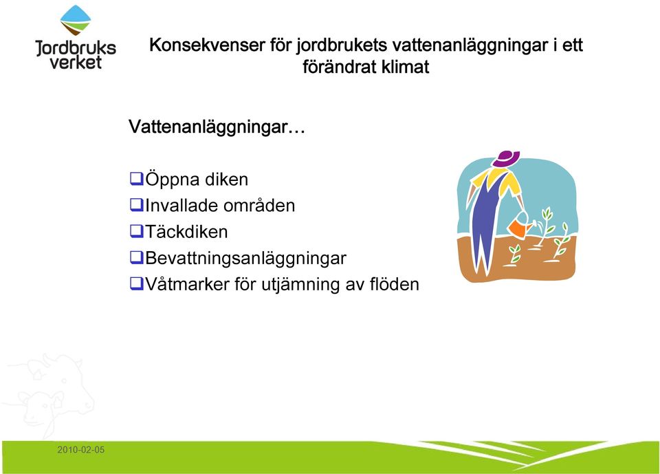 Vattenanläggningar Öppna diken Invallade