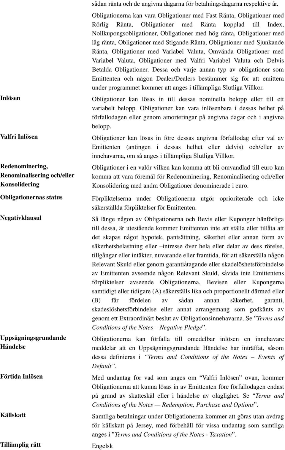 Obligationerna kan vara Obligationer med Fast Ränta, Obligationer med Rörlig Ränta, Obligationer med Ränta kopplad till Index, Nollkupongsobligationer, Obligationer med hög ränta, Obligationer med