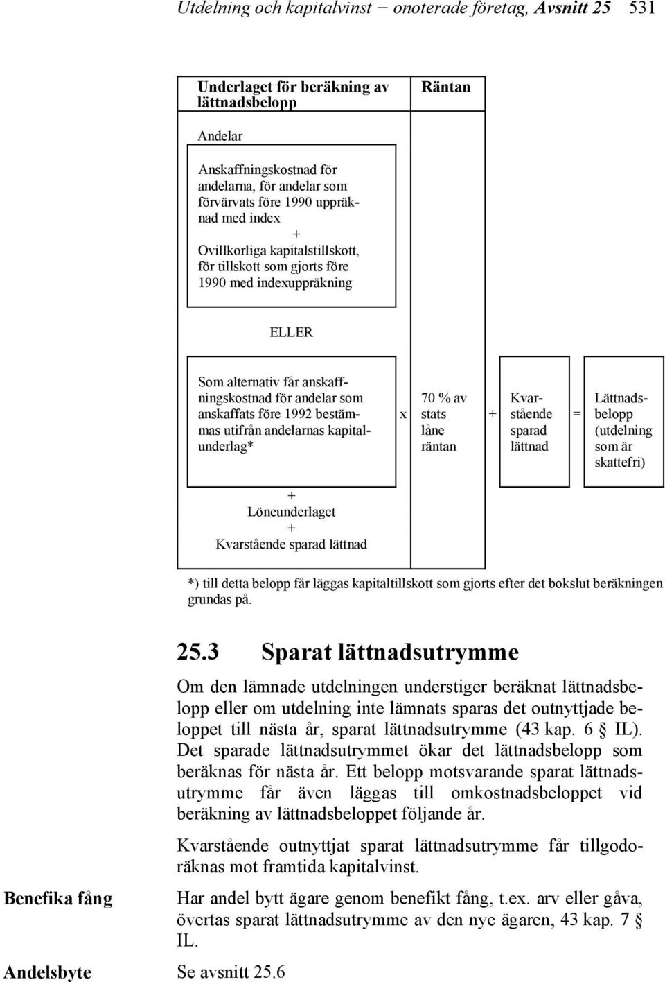 anskaffats före 1992 bestämmas utifrån andelarnas kapitalunderlag* Kvarstående sparad lättnad = Lättnadsbelopp (utdelning som är skattefri) + Löneunderlaget + Kvarstående sparad lättnad *) till detta