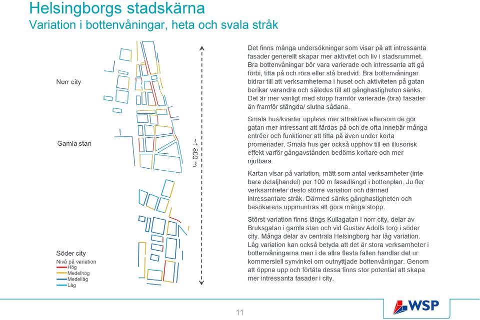 Bra bottenvåningar bidrar till att verksamheterna i huset och aktiviteten på gatan berikar varandra och således till att gånghastigheten sänks.