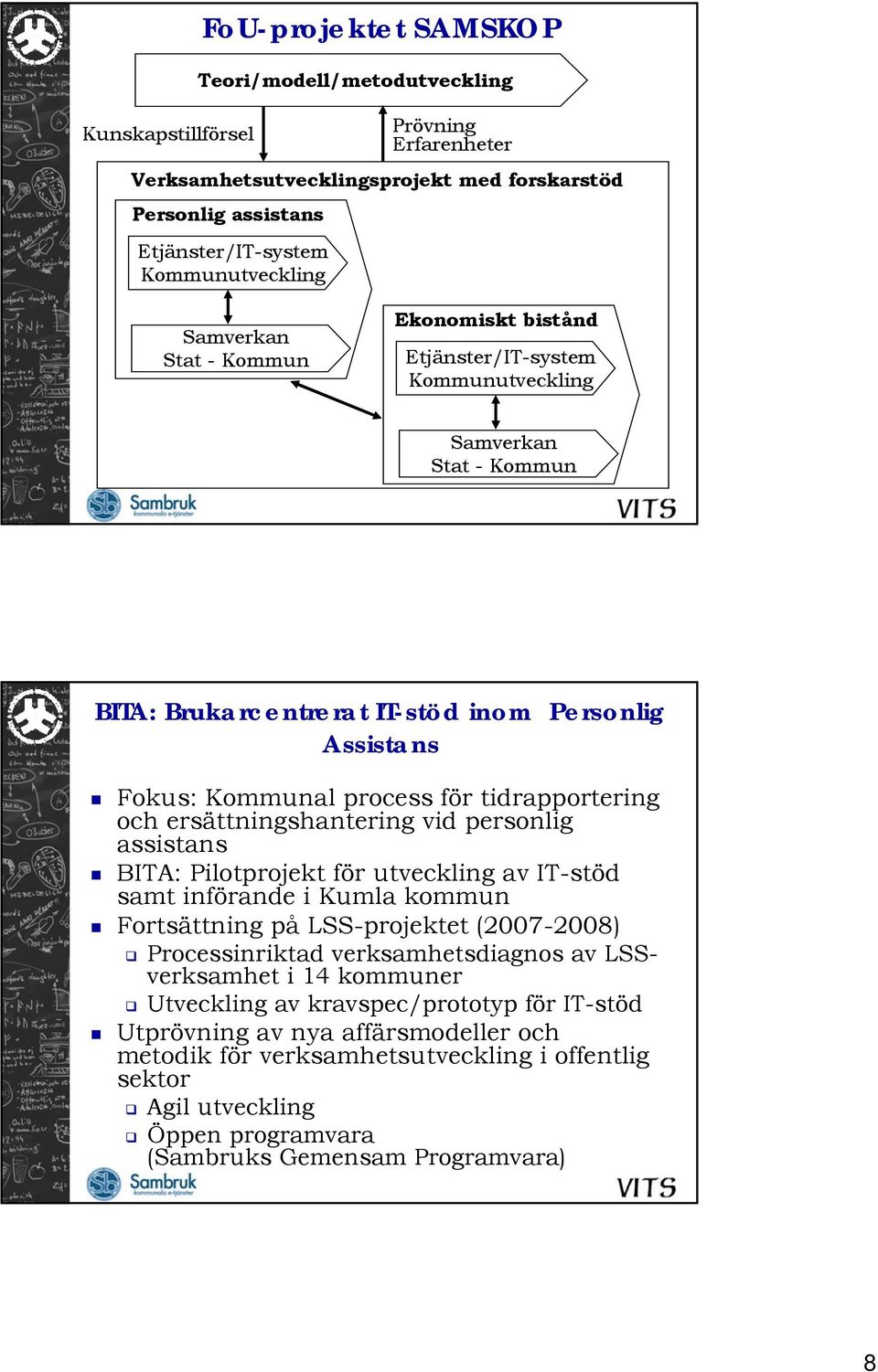 tidrapportering och ersättningshantering vid personlig assistans BITA: Pilotprojekt för utveckling av IT-stöd samt införande i Kumla kommun Fortsättning på LSS-projektet (2007-2008) Processinriktad
