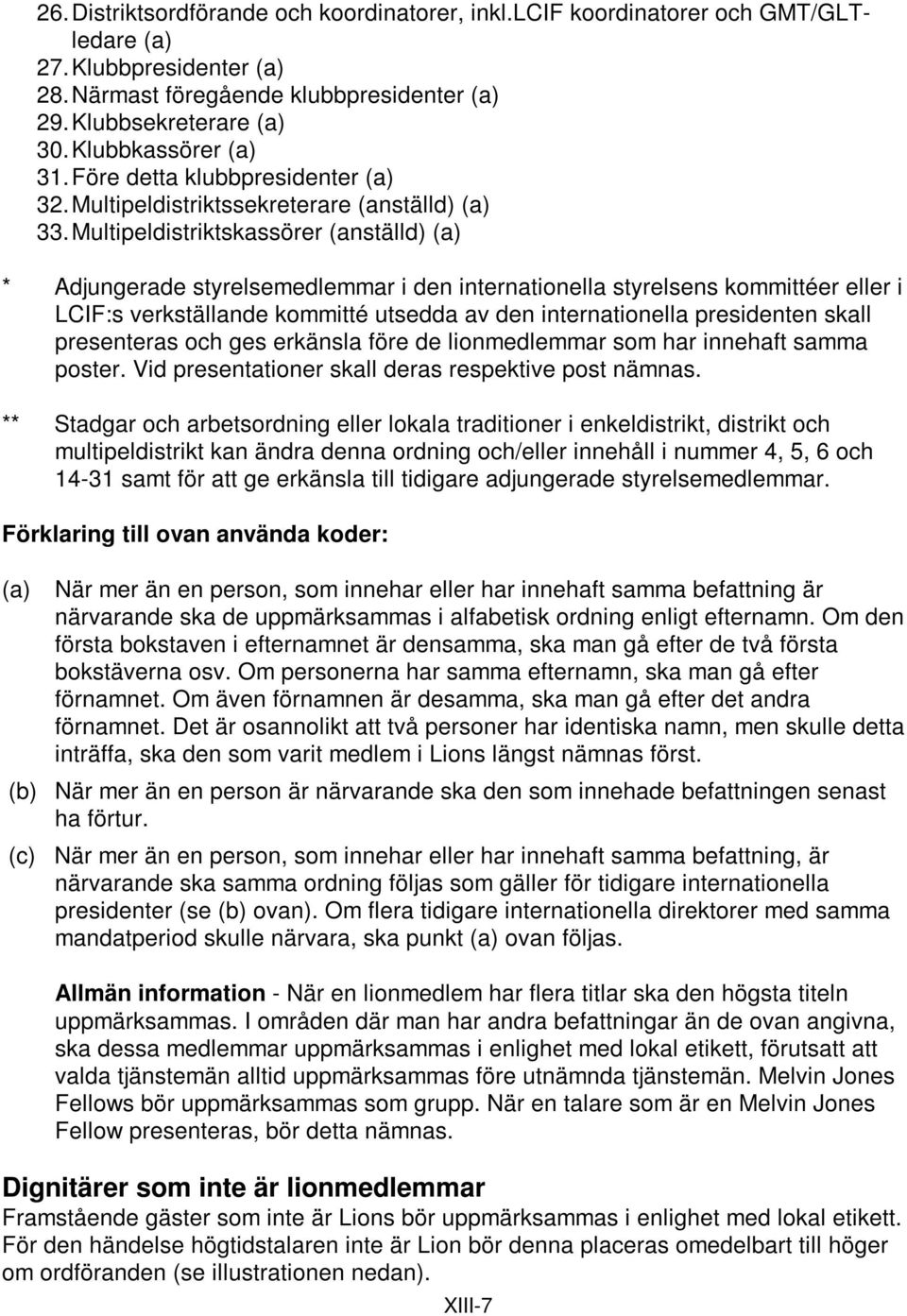 Multipeldistriktskassörer (anställd) (a) * Adjungerade styrelsemedlemmar i den internationella styrelsens kommittéer eller i LCIF:s verkställande kommitté utsedda av den internationella presidenten