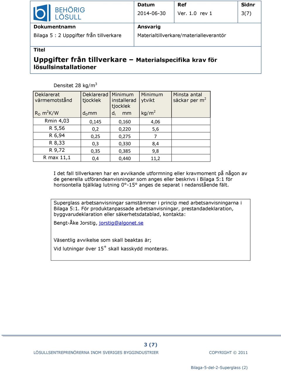 nedanstående fält. Superglass arbetsar samstämmer i princip med arbetsarna i Bilaga 5:1.