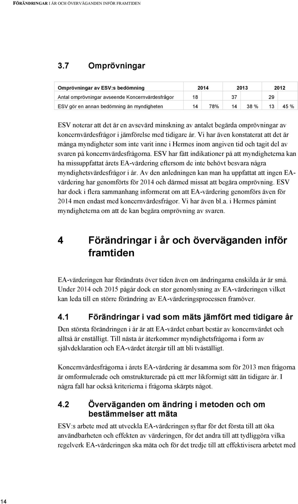 det är en avsevärd minskning av antalet begärda omprövningar av koncernvärdesfrågor i jämförelse med tidigare år.