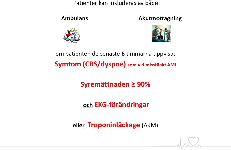 uppvisat Symtom (CBS/dyspné) som vid misstänkt AMI