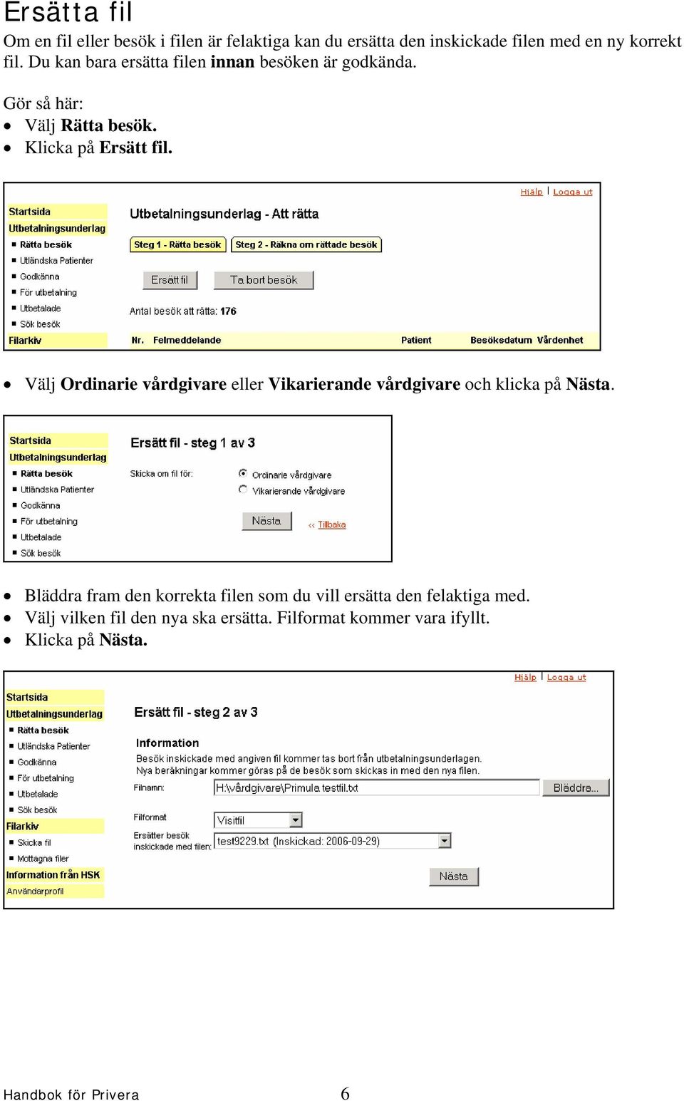 Välj Ordinarie vårdgivare eller Vikarierande vårdgivare och klicka på Nästa.