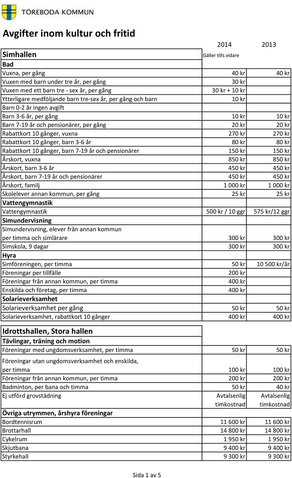 kr 80 kr Rabattkort 10 gånger, barn 7-19 år och pensionärer 150 kr 150 kr Årskort, vuxna 850 kr 850 kr Årskort, barn 3-6 år 450 kr 450 kr Årskort, barn 7-19 år och pensionärer 450 kr 450 kr Årskort,