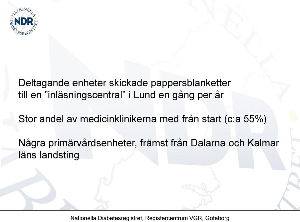 medicinklinikerna med från start (c:a 55%) Några