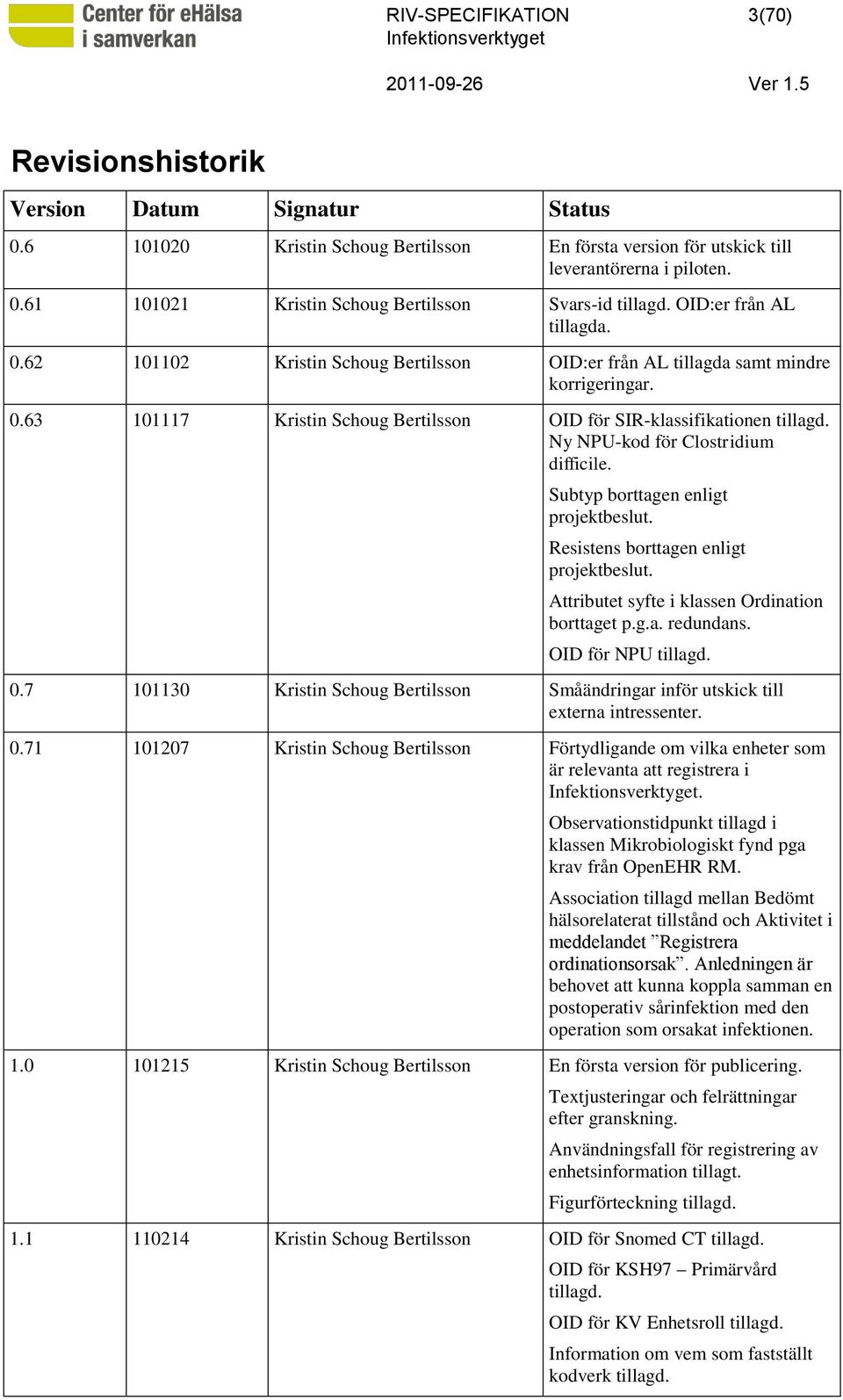 Ny NPU-kod för Clostridium difficile. Subtyp borttagen enligt projektbeslut. Resistens borttagen enligt projektbeslut. Attributet syfte i klassen Ordination borttaget p.g.a. redundans.