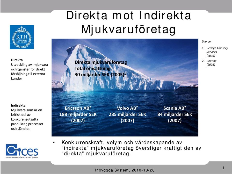 Reuters [2008] Indirekta Mjukvara som är en kritisk del av konkurensutsatta produkter, processer och tjänster.