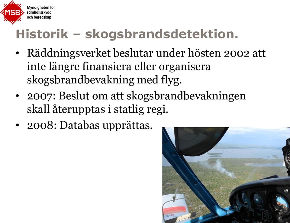 finansiera eller organisera skogsbrandbevakning med flyg.