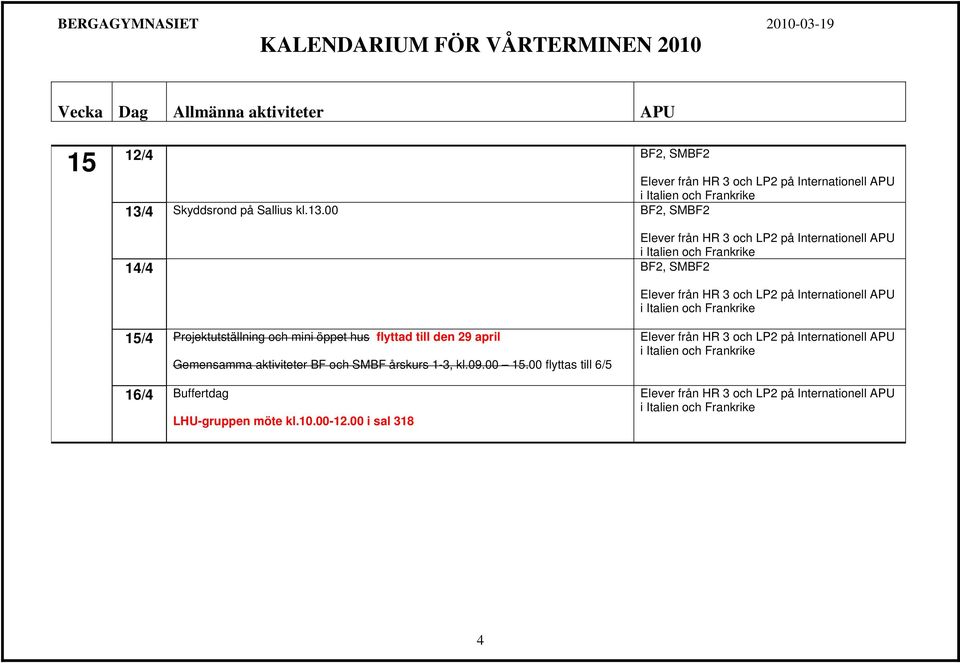 00 BF2, SMBF2 14/4 BF2, SMBF2 15/4 Projektutställning och mini öppet hus