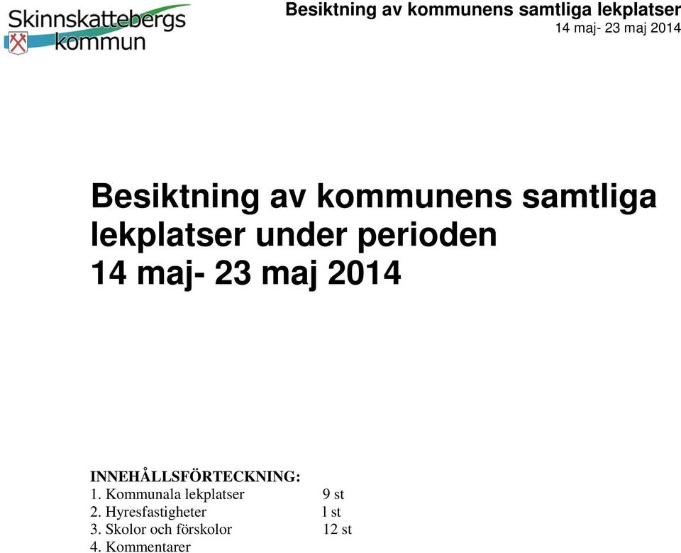 Kommunala lekplatser 9 st 2.