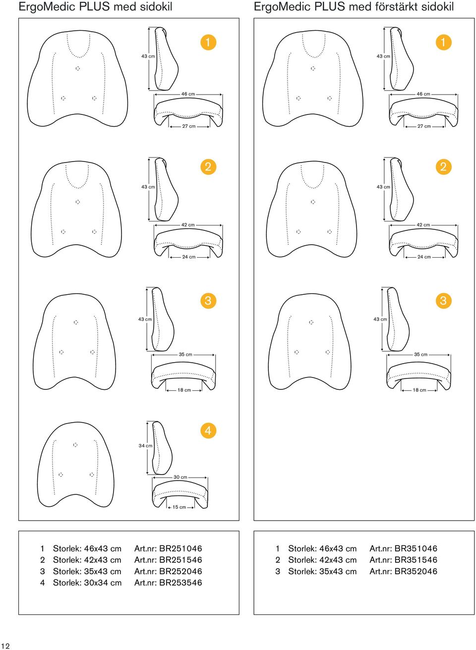 nr: BR25106 2 Storlek: 2x Art.nr: BR25156 3 Storlek: 35x Art.