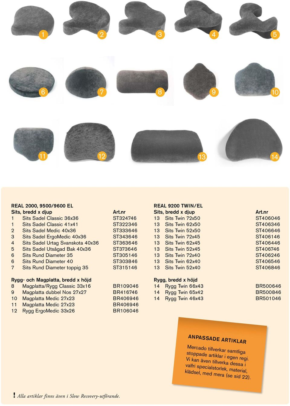 Bak 0x36 ST37366 6 Sits Rund Diameter 35 ST30516 6 Sits Rund Diameter 0 ST30386 7 Sits Rund Diameter toppig 35 ST31516 Rygg- och Magplatta, bredd x höjd 8 Magplatta/Rygg Classic 33x16 BR10906 9