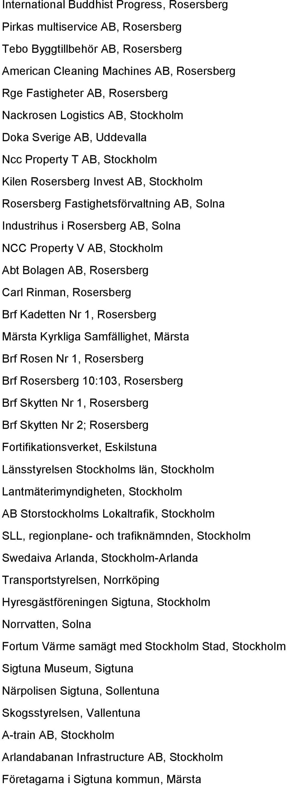 Property V AB, Stockholm Abt Bolagen AB, Rosersberg Carl Rinman, Rosersberg Brf Kadetten Nr 1, Rosersberg Märsta Kyrkliga Samfällighet, Märsta Brf Rosen Nr 1, Rosersberg Brf Rosersberg 10:103,