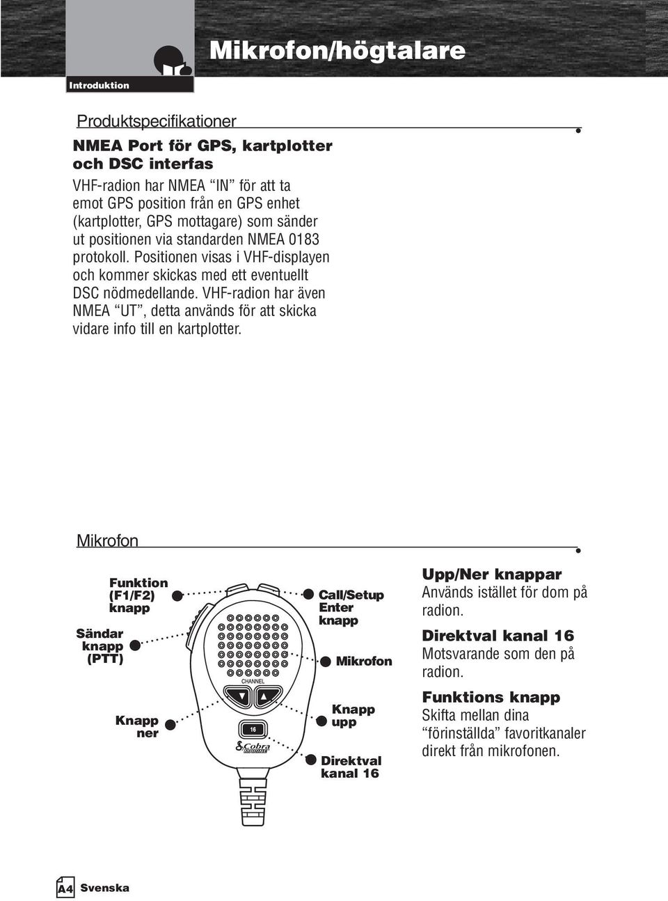 VHF-radion har även NMEA UT, detta används för att skicka vidare info till en kartplotter.