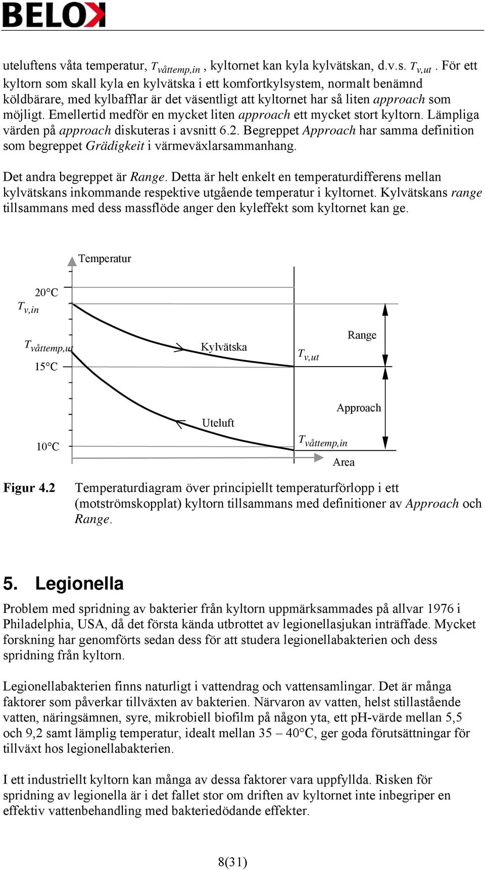 Emellertid medför en mycket liten approach ett mycket stort kyltorn. Lämpliga värden på approach diskuteras i avsnitt 6.2.