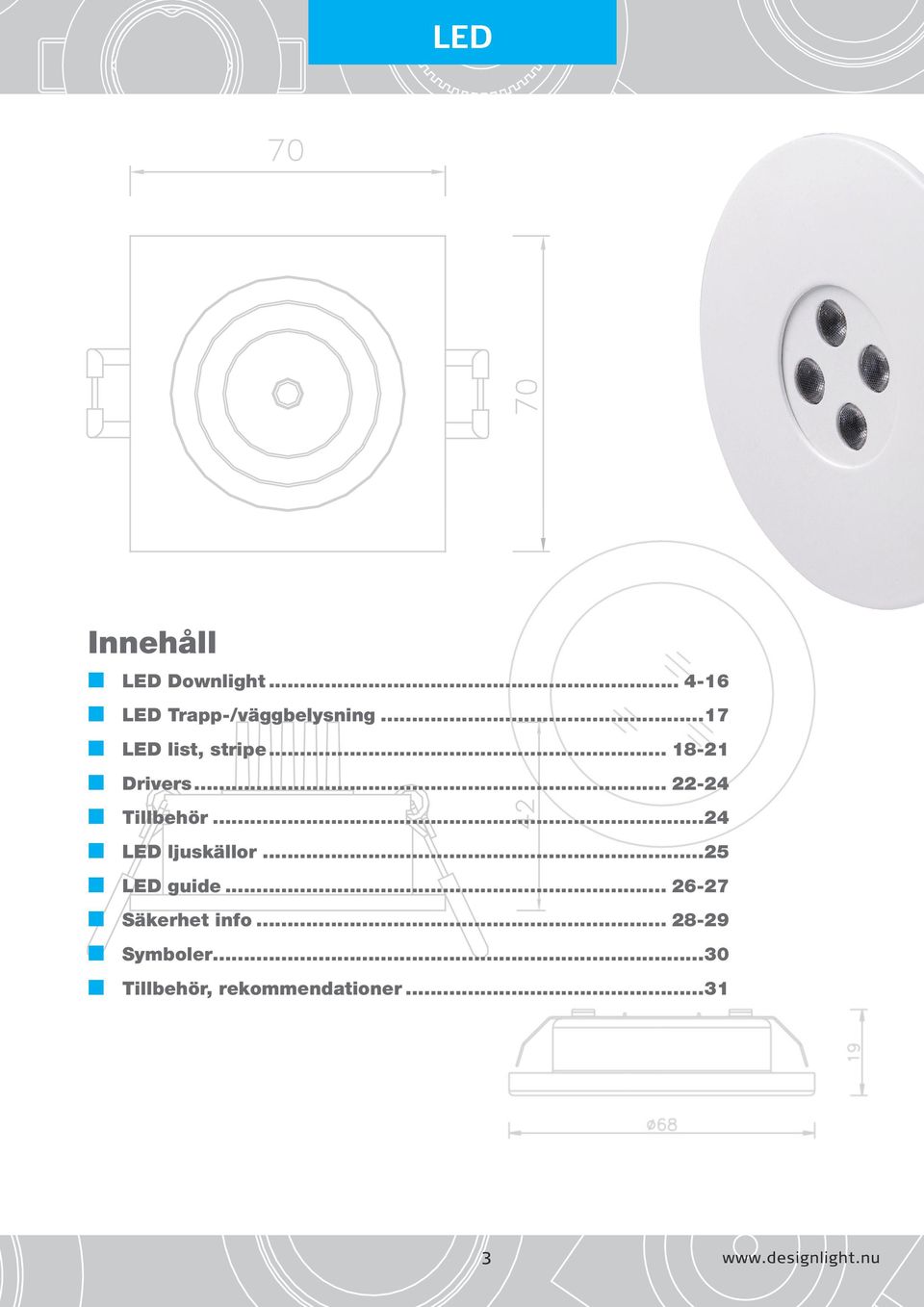 ..24 n LED ljuskällor...25 n LED guide... 26-27 n Säkerhet info.