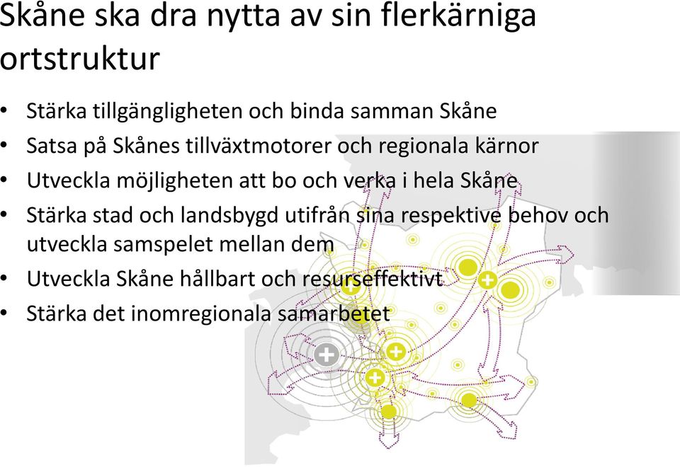 verka i hela Skåne Stärka stad och landsbygd utifrån sina respektive behov och utveckla