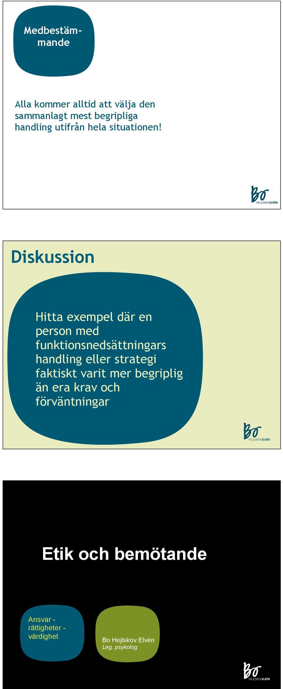 Diskussion Hitta exempel där en person med funktionsnedsättningars handling eller