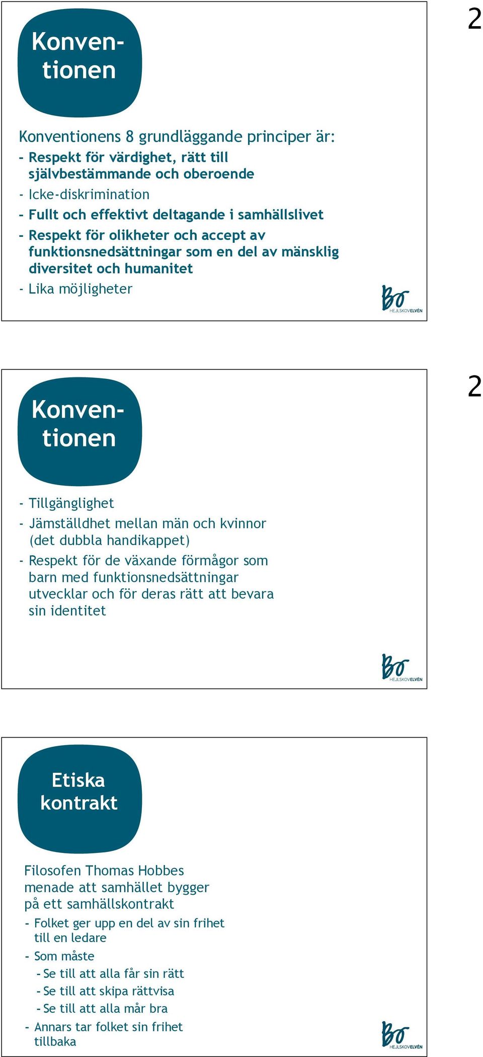 (det dubbla handikappet) - Respekt för de växande förmågor som barn med funktionsnedsättningar utvecklar och för deras rätt att bevara sin identitet Etiska kontrakt Filosofen Thomas Hobbes menade att