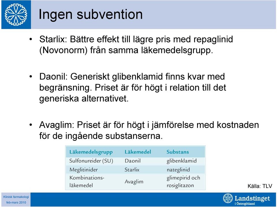 Daonil: Generiskt glibenklamid finns kvar med begränsning.