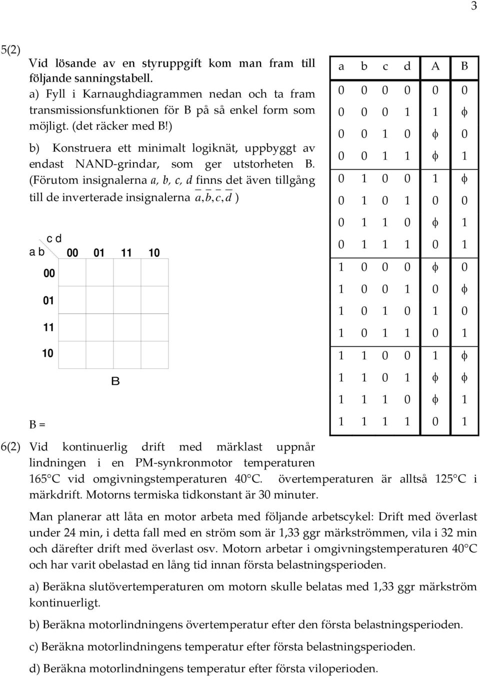 (Förutom insignalerna a, b, c, d finns det även tillgång till de inverterade insignalerna a, b, c, d ) c d a b = 00 01 11 10 00 01 11 10 a b c d 0 0 0 0 0 0 0 0 0 1 1 0 0 1 0 0 0 0 1 1 1 0 1 0 0 1 0