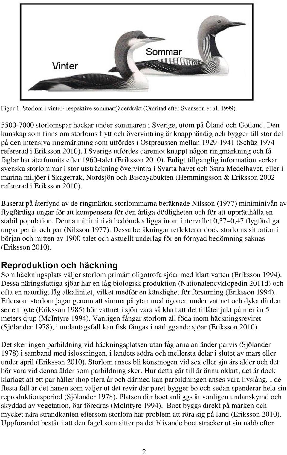 Eriksson 2010). I Sverige utfördes däremot knappt någon ringmärkning och få fåglar har återfunnits efter 1960-talet (Eriksson 2010).