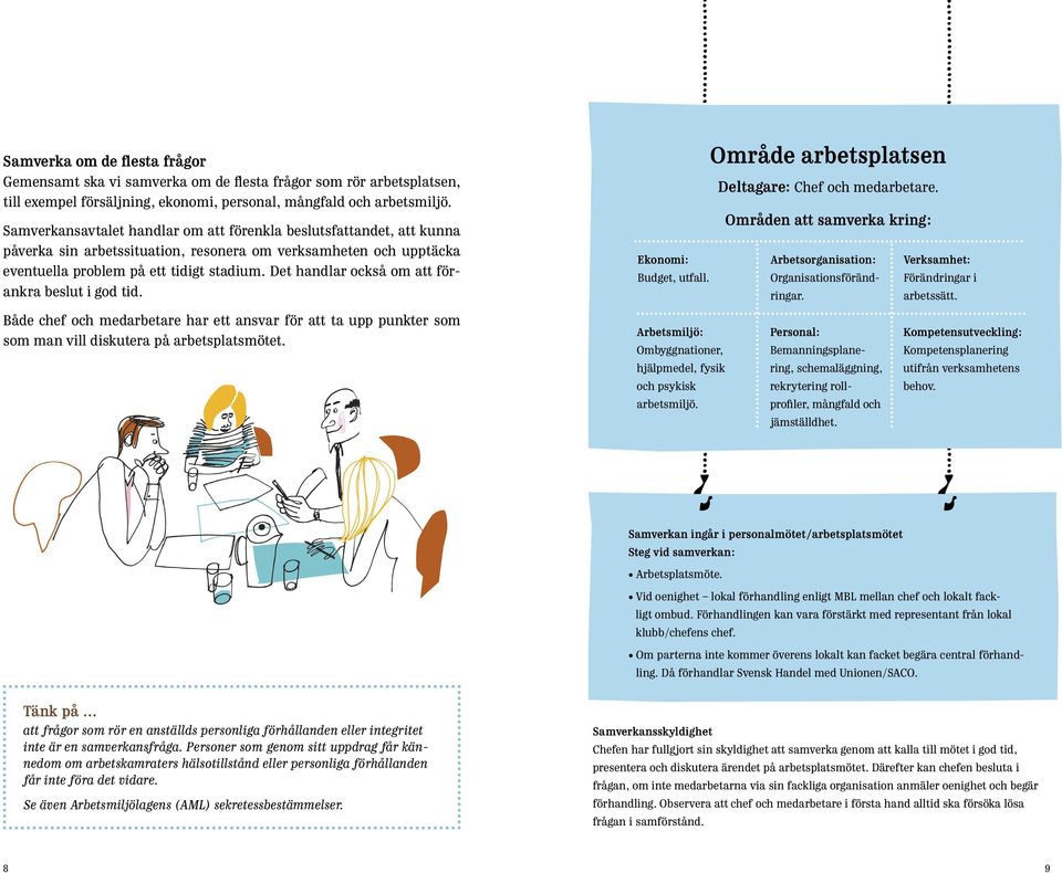 Det handlar också om att förankra beslut i god tid. Både chef och medarbetare har ett ansvar för att ta upp punkter som som man vill diskutera på arbetsplatsmötet.