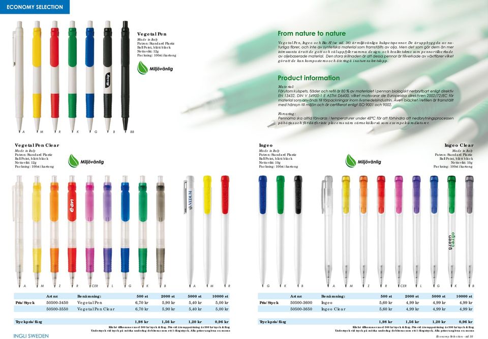 Den stora skillnaden är att dessa pennor är tillverkade av växtfibrer vilket gör att de kan komposteras och återingå i naturens kretslopp.