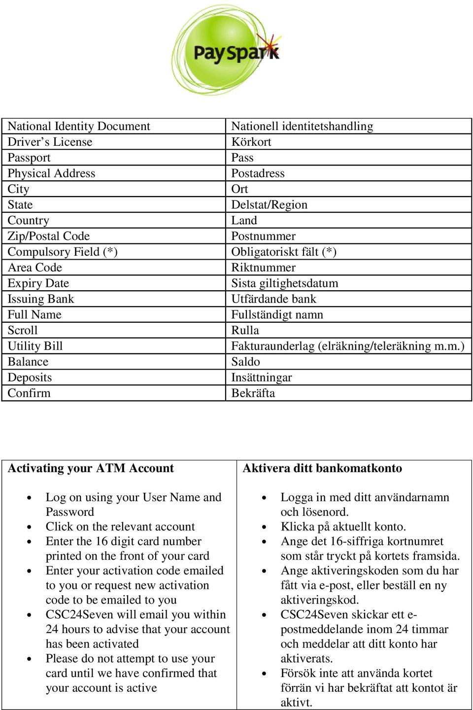 (elräkning/teleräkning m.