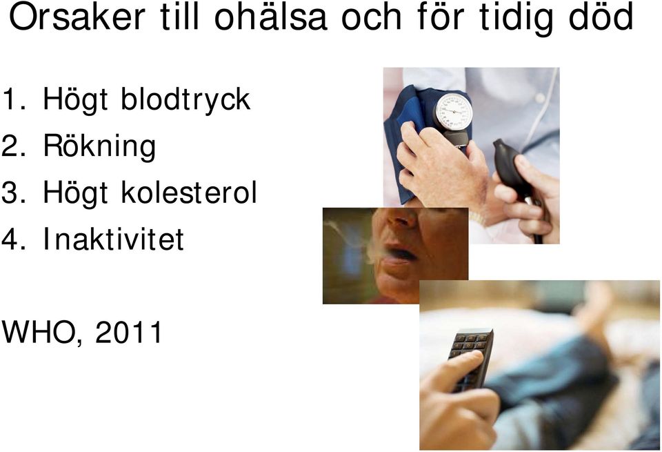 Högt blodtryck 2. Rökning 3.