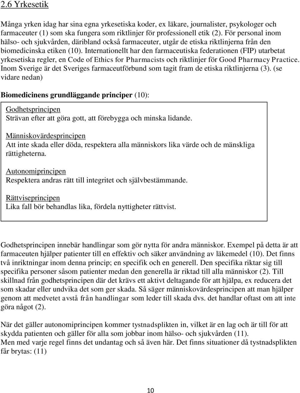 Internationellt har den farmaceutiska federationen (FIP) utarbetat yrkesetiska regler, en Code of Ethics for Pharmacists och riktlinjer för Good Pharmacy Practice.