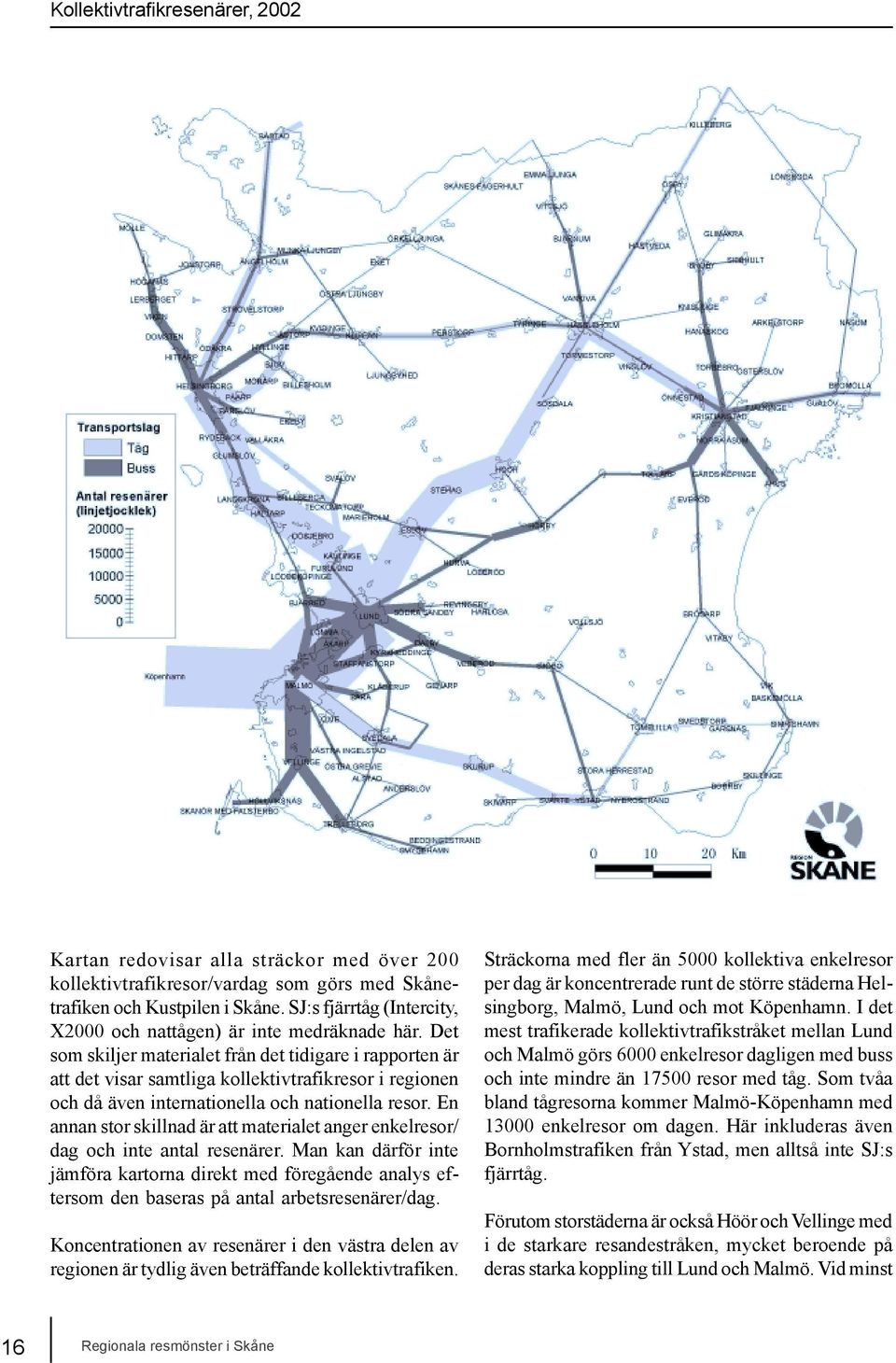 Det som skiljer materialet från det tidigare i rapporten är att det visar samtliga kollektivtrafikresor i regionen och då även internationella och nationella resor.
