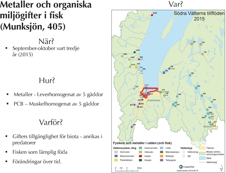 220 +PO4 Södra Vätterns tillflöden 2015 325 330 340 125 350 355 135 140 356 380 360 365 +NH4 370 +L3 378 390 374 +NH4 NÄSSJÖ! Gifters tillgänglighet för biota - anrikas i predatorer!